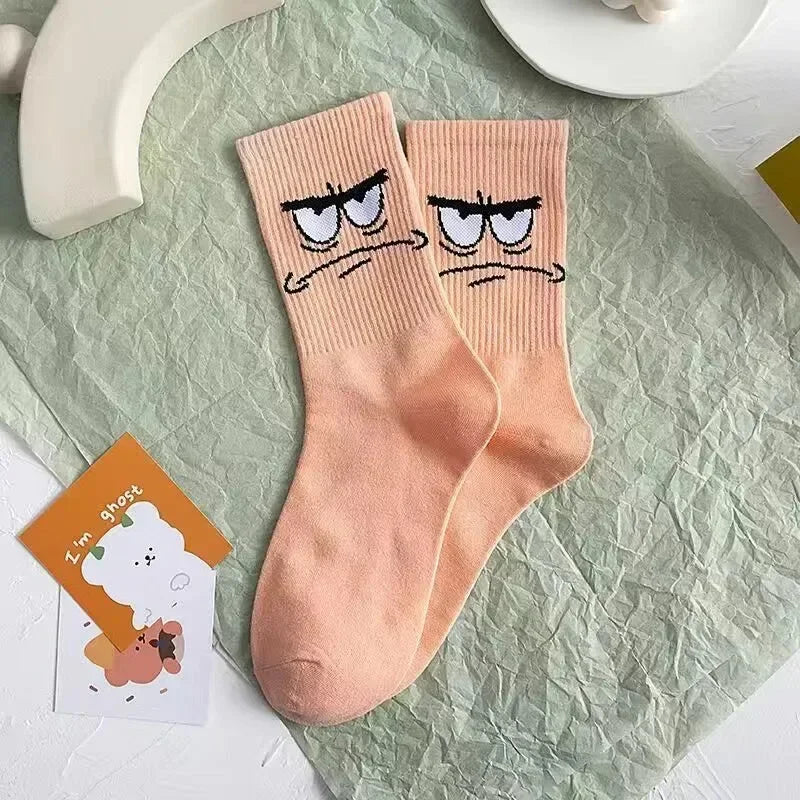 5Pair Spongebobed Anime Cotton Socks Boy Girl Long Tube Tide Socks Student Breathable Socks Anime Comfortable Mid-Calf Sock Gift